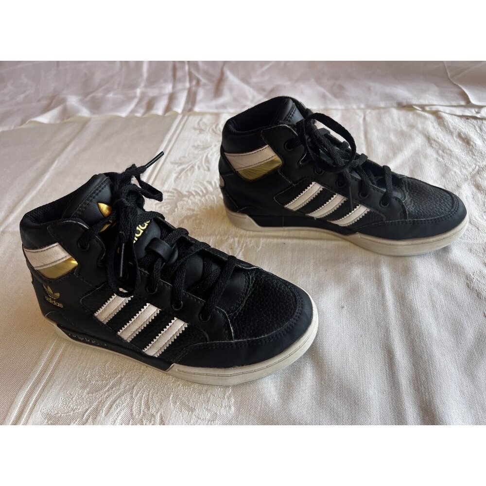 Adidas Hard Court Sneakers Shoes Childs Size 13 Black Athletic High Top - Picture 3 of 10
